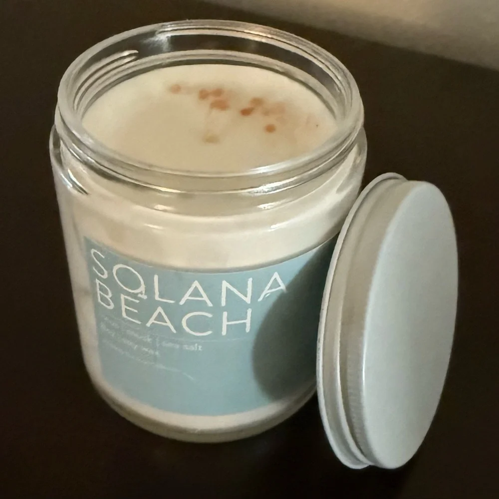Solana Beach Lotus Musk Sea Salt Candle | Coastal Fresh Spa Scent | Glass Jar